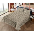 thumbnail image 4 of Ambesonne Floral Fitted & Flat Sheet with Shams 4 Pcs Set, Simplistic Flower Hand-Drawn, Calking, Sand Brown and Dark Blue Grey, 4 of 5