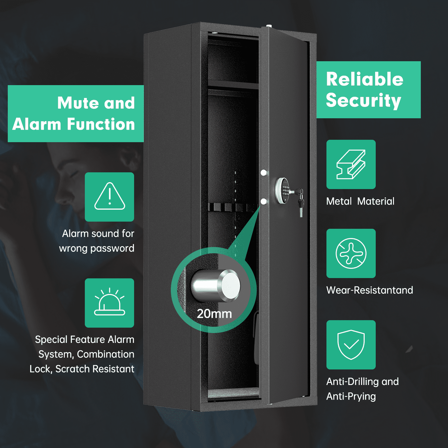 SUNCROWN 10-12 Gun Safe for Rifles and Pistols,Quick Access Rifle Gun Safe with Password Lock, Gun Cabinet with Shelves for Home,Office(Assembly Required)