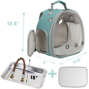 Halinfer Bird Travel Carrier Backpack with Stainless Steel Tray and Perch, Green