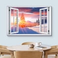 thumbnail image 3 of wall26 Canvas Print Wall Art Window View Sunset Sky Winter Snow Mountain Forest Wilderness Nature Photography Realism Scenic Landscape Colorful Multicolor for Living Room, Bedroom, Office - 32"x, 3 of 5