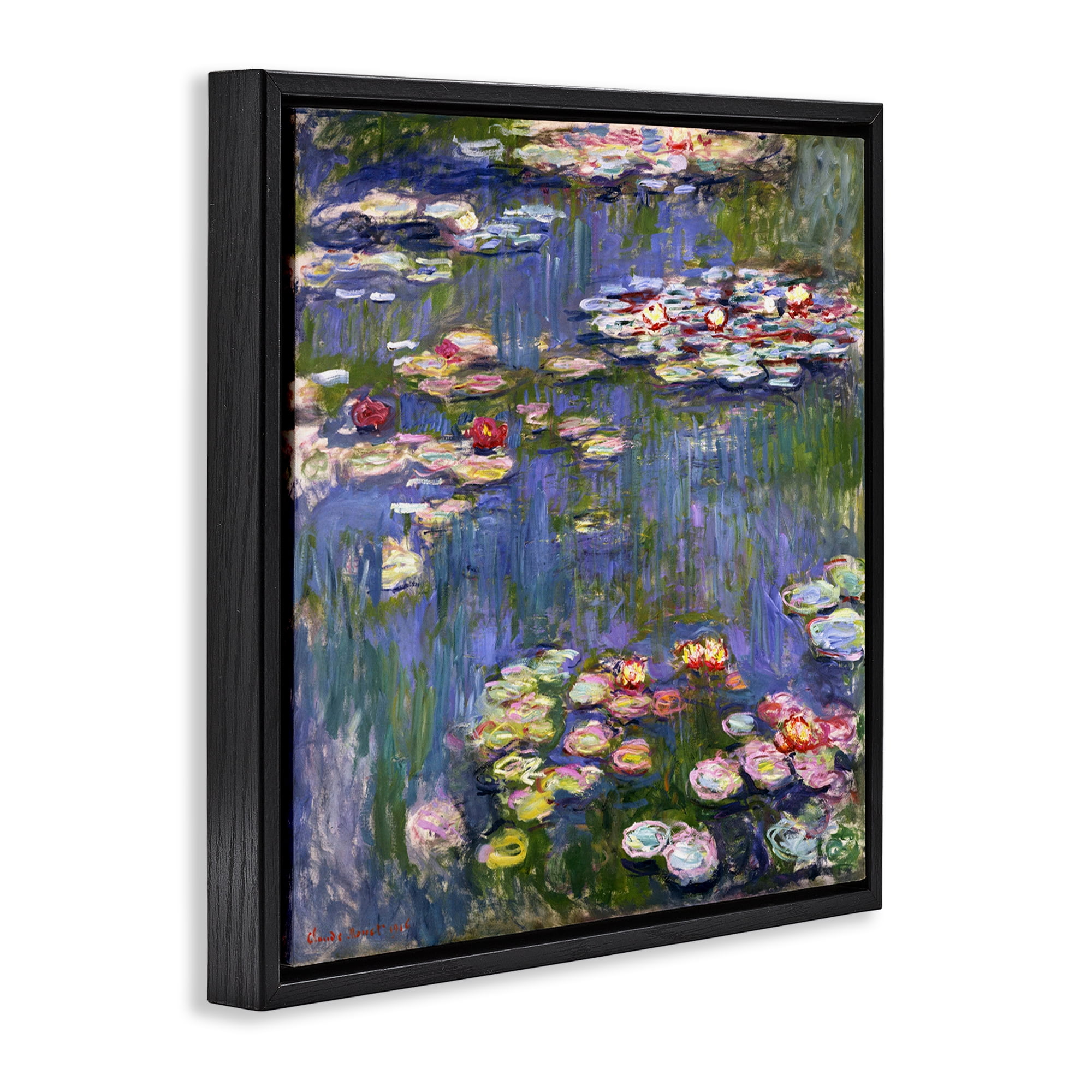 Stupell Industries Classical Monet Water Lilies Landscape & Nature Painting Black Floater Framed Canvas Art Print Wall Art, 25 x 25