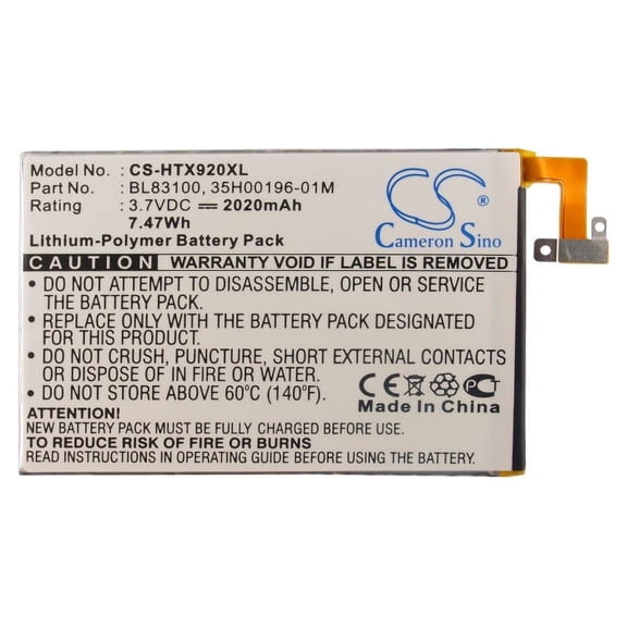 2020mAh 35H00198-01M 35H00196-04M 35H00196-01M BL83100 BTR6435B Battery for HTC Deluxe X920e