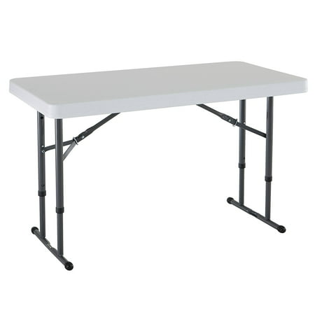 80160 Commercial Height Adjustable Folding Utility Table, 4 Feet, White Granite, Adjusts to 22-inch children's height, 29-inch table height and 36-inch countertop height, by