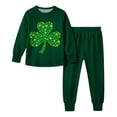 thumbnail image 6 of Virmaxy St Patricks Day Printed Long Sleeve Shirt Pants Set Soft Round Neck Casual Outfit for Holiday Celebration and Home Wear, for 5-16 Years Green, 6 of 9