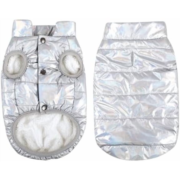 Dog Winter Coat - Waterproof Windproof Dog Jacket, Warm Snowproof Doggie Puffer Vest for Cold Weather, Lightweight Snow Coats for Small Medium Large Dogs (Silver, XL)