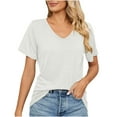 thumbnail image 2 of 2025 Under 10 Dollars, Women's Cross Wrap Tops Summer Deep V Neck T Shirts Casual Sexy Knit Short Sleeve Blouses Slim Fit Ruched Shirts, 2 of 6