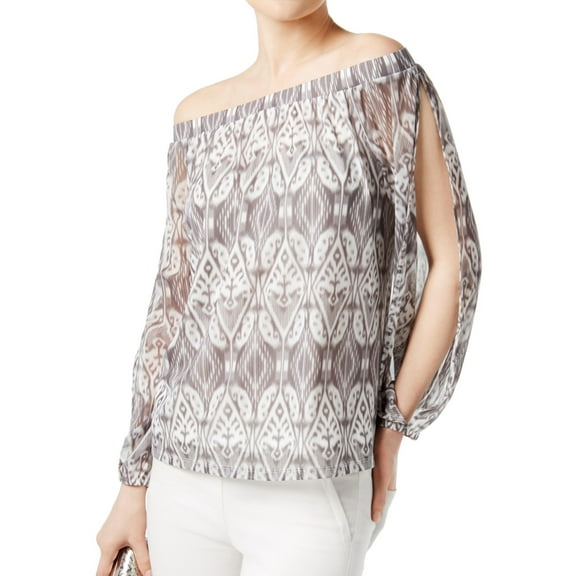 I.N.C Womens Off-The-Shoulder Peasant Blouse, Grey, XX-Large