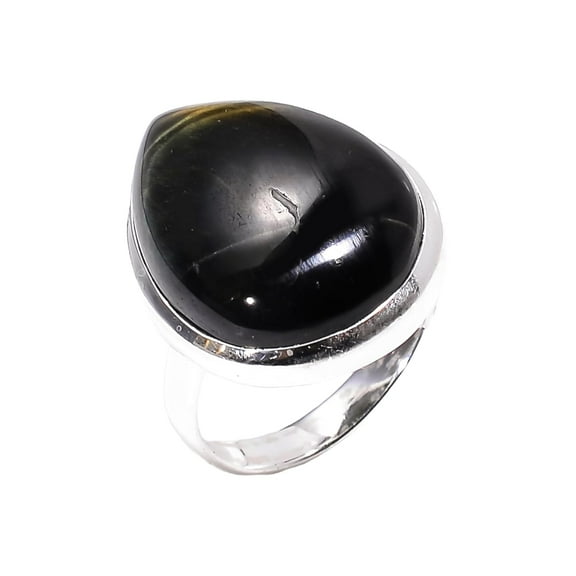 Blue Tiger Eye Gemstone Ring 925 Sterling Silver Boho Rings for Women Gift Jewelry