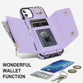 thumbnail image 4 of for iPhone 11 Phone Case Wallet with Strap for Women,Crossbody Lanyard and Wristlet Strap,Zipper Pocket,Credit Card Holder,Ring Stand,RFID Blocking Phone Wallet Cases(6.1 inch,Purple), 4 of 18