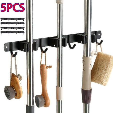 

Skycarper 5pcs Wall Mounted Broom Mop Holder Heavy Duty Tool Organizer Storage Wall Hooks for Garden Lanudry Garage Houseware Organization mother s day gift Black