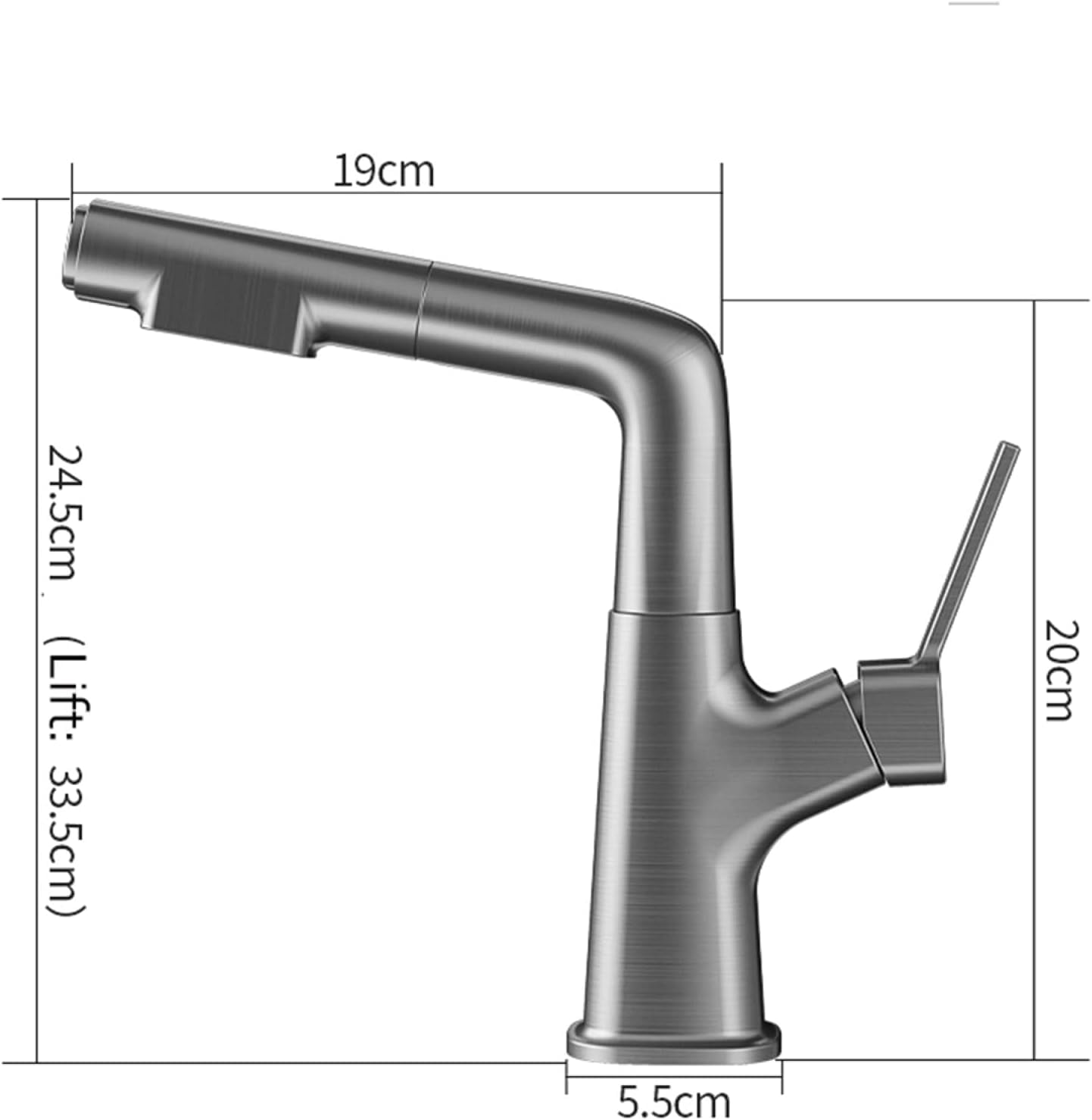 Bathroom Sink Faucet with Pull Out Sprayer, Single Hole Faucet for Bathroom Sink Brass, with 2 Modes Pull Down Sprayer, Bathroom Basin Faucet for Hot and Cold Water,Black