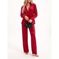 thumbnail image 3 of KelaJuan Women's 2 Piece Lounge Set Pajama Set Long Sleeve Button Tops Solid Color Pants Sleepwear Sets, 3 of 6