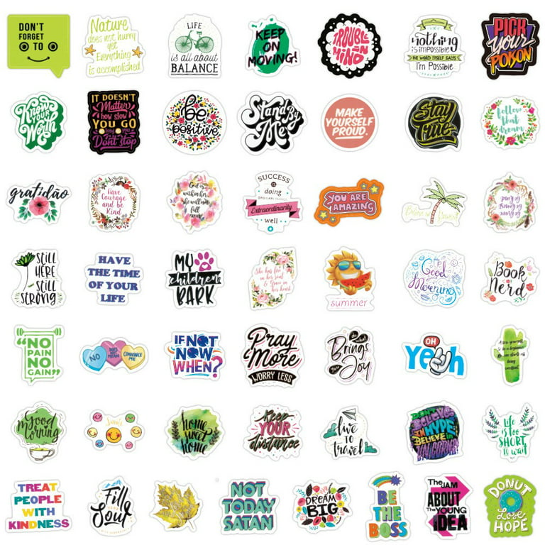 100PCS Inspirational Words Stickers, Waterproof Vinyl Motivational Stickers  for Teens Students Teachers Adults, Positive Quote Stickers for Water