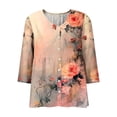 thumbnail image 4 of CLOISE Womens 3/4 Sleeve Tops Casual Shirts Loose Floral V Neck Pullover Fall Clothes Multicolor M, 4 of 5