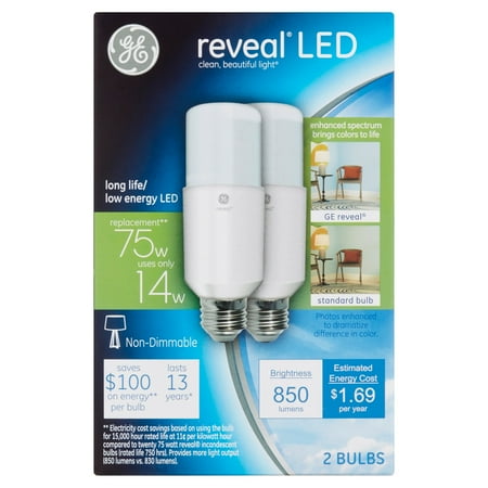 UPC 043168364706 product image for GE Reveal Clean, Beautiful LED 14W 850 Lumens Light Bulbs, 2 count | upcitemdb.com