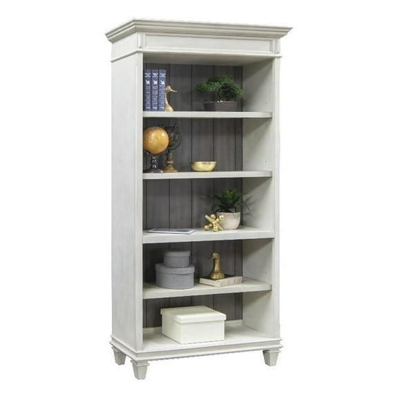Pemberly Row Open Wood Bookcase Storage Cabinet Office Shelves White