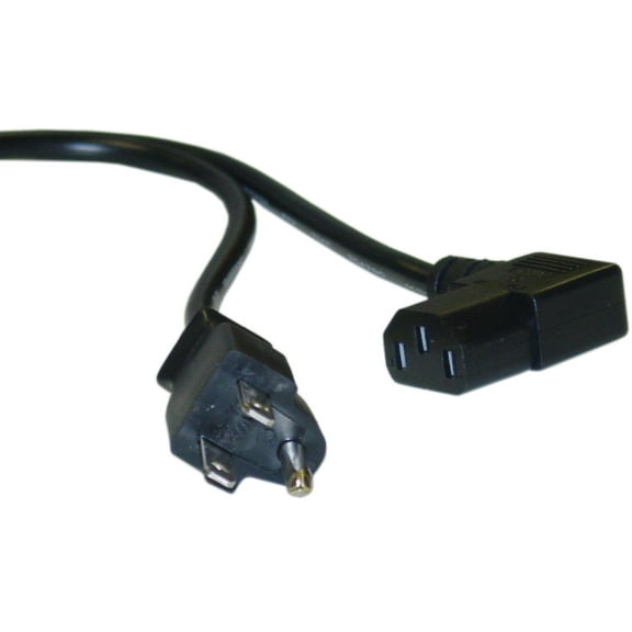 Right Angle Computer - Monitor Power Cord, Black, NEMA 5-15P to Right Angle C13, 10 Amp, 6 foot