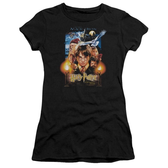 Trevco  Harry Potter & Movie Poster Short Sleeve Junior Sheer T-Shirt, Black - Extra Large