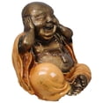 thumbnail image 3 of Stoneage Arts Buddha - Monk Bring Joyful Energy Evoking The Pictorial Maxim See No Evil, Hear No Evil, Speak No Evil (Orange, NoHear, 4 Inch), 3 of 6