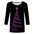 thumbnail image 4 of Dmsael Christmas Shirt Women Christmas T Shirts Women 3/4 Length Sleeve Women Tops Cute Chrismas Tree Graphic Tees Holiday Crew Neck Xmas T-Shirts Fall Tunic Top Black,L, 4 of 4