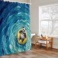 thumbnail image 6 of Funny Art Shower Curtains for Bathroom, Summer Panda Swimming Blue Sea View Oil Painting Washable Fabric Shower Curtain with Hooks Waterproof Bathroom Decor Sets, 72 x 78 Inches, 6 of 9