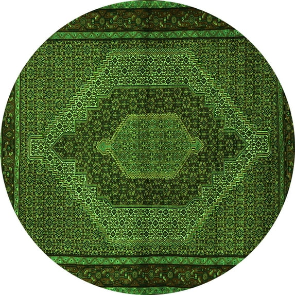 Ahgly Company Indoor Round Persian Green Traditional Area Rugs, 4' Round