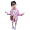 thumbnail image 3 of serony Ensemble de Vêtements de Fête de Mariage pour Filles, Haut de Costume Formel, Kit de Vêtements pour Enfants, Col Rabattu, Polyester, Respirant, Jupe Rose 110cm, 3 of 9