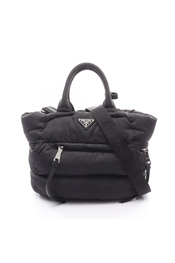 Pre-Owned Prada Tessuto Bomber handbag in nylon and leather, black, BN2632.