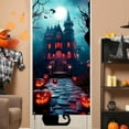 thumbnail image 4 of DAMAI Halloween Door Cover 35x71 Inch Large Scary Pumpkin Bats Castle Halloween Door Banner Bathroom Porch Door Backdrop Decor for Parties, Indoor Outdoor Haunted House Themed Decoration, 4 of 6