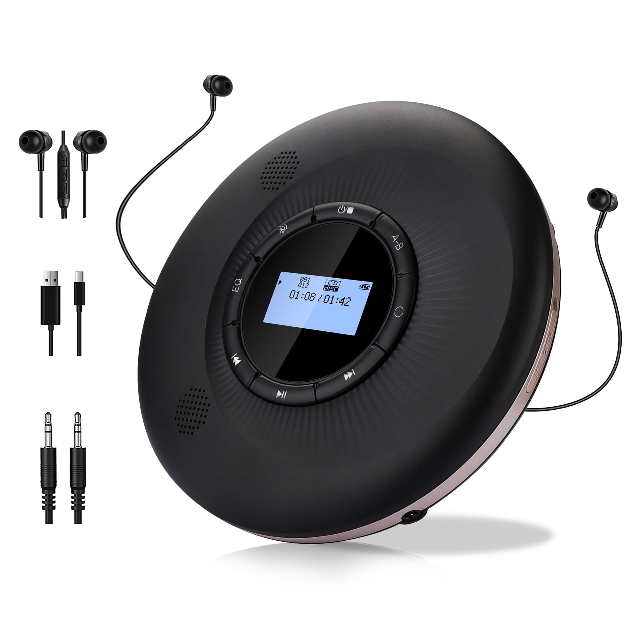 CCHKFEI Portable Bluetooth 1500mAh Rechargeable CD Player,   Portable  CD Player  with Speakers