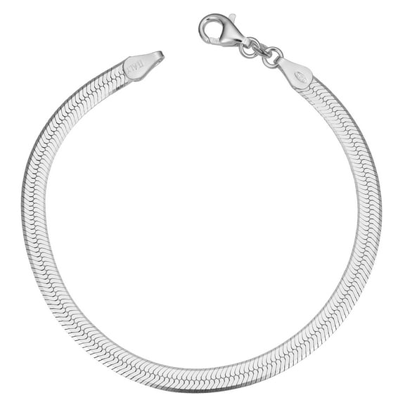 KoolJewelry Sterling Silver Herringbone Chain Bracelet (4.6 mm, 7.5 inch)