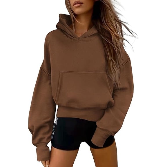 PRETTYGARDEN Women's Fall Hooded Sweatshirts Long Sleeve Half Zip Cropped Hoodies Pullover Fashion Clothes