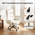 thumbnail image 2 of Patbrela Big and Tall Office Chair, PU Leather Swivel Desk Chair Ergonomic Computer Chairs with Adjustable Armrests, White, 2 of 10