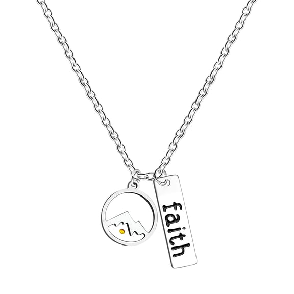 Real Mustard Seed Mountain Round Pendant Faith Necklace Christian Jewelry Stainless Y559 (Round Mountain)