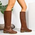 thumbnail image 6 of Miluxas Knee High Boots Women Square Almond Toe Flat Chunky Low Heel Riding Boots Brown 9(42), 6 of 7