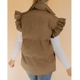 thumbnail image 4 of Clearance! Lisingtool Womens Cardigan Women's Mid Long Puffer Vest Ruffle Sleeve Button Down Bubble Jackets Quilted Puffy Outerwear Brown Promotion Sale, 4 of 6