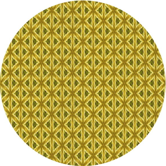 Ahgly Company Indoor Round Patterned Bright Gold Yellow Area Rugs, 6' Round