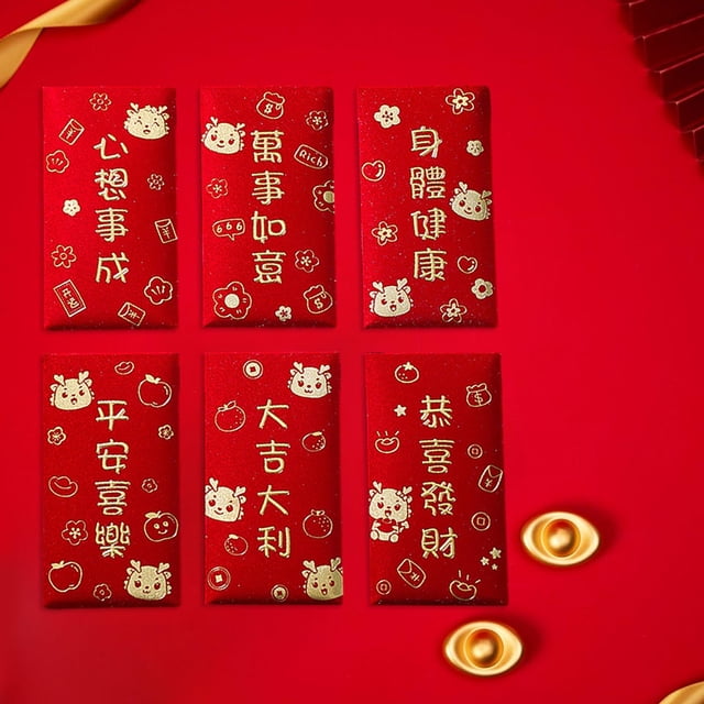 Sobres rojos de Año Nuevo Chino BLESIY paquete rojo creativo de bolsillo rojo del Año del Dragón 2024 estilo A