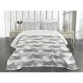 thumbnail image 3 of Ambesonne Motorcycle Quilted Bedspread Set 3 Pcs, Details in Grayscale, Queen Size, Grey White Black, 3 of 5