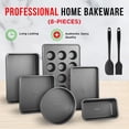 thumbnail image 4 of Bakken- Swiss 8-Piece Kitchen Baking Pan Set - Commercial Grade Carbon Steel Bakeware with Nonstick Coating, Stackable and Space-Saving Design, Oven Safe Tray (up to 450°F), Black, 4 of 7