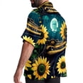 thumbnail image 3 of Crocodile Starry Sky Sunflower Men's Short Sleeve Button Down Casual Beach Printed Shirts, 3 of 6