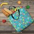 thumbnail image 6 of Naloa Donut Tote Bag for Women, Foldable Tote Bag With Zipper, Large Shoulder Bag, Top Handle Handbag for Travel, Work, Shopping, 6 of 9