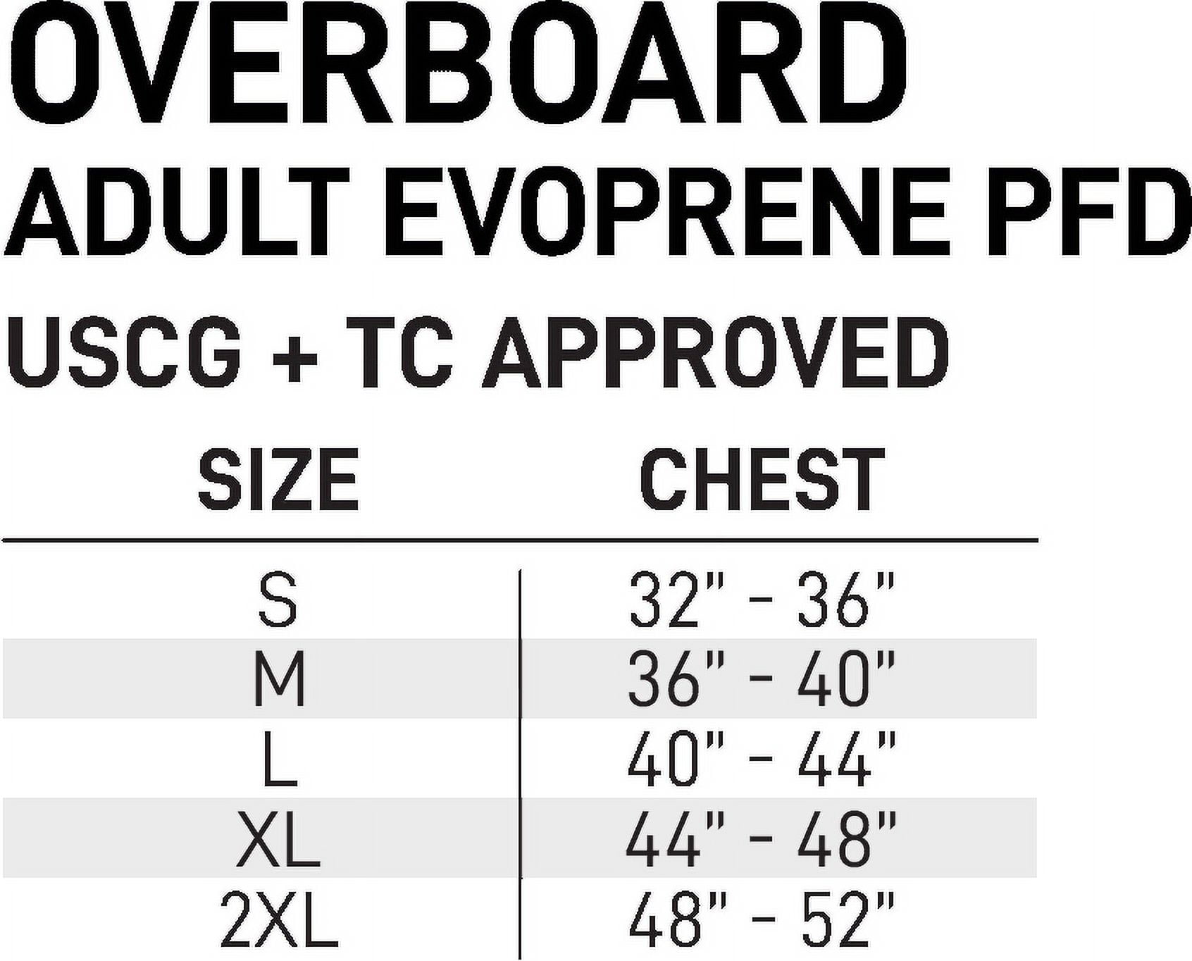 Body Glove Men's and Women's Overboard Evoprene Adult PFD Life Jacket and Vest, Sizes M-2XL
