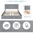 thumbnail image 3 of Einfach King Size Storage Bed Frame with 4 Big Drawers, Square Button Tufted Adjustable Headboard, Light Grey, 3 of 8