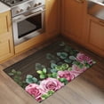 thumbnail image 3 of Spring Pink Roses Bathroom Rug Washable 2x3 Entryway Rug Non Slip Pastoral Eucalyptus Leaves Brown Wooden Front Door Mat Low Pile Indoor Doormat Throw Floor Carpet for Kitchen Bedroom Entrance, 3 of 8