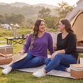 thumbnail image 3 of Agnes Orinda Women's Plus Size Long Sleeves Tops V Neck Loose Button Decor Blouses 4X Dark Purple, 3 of 8
