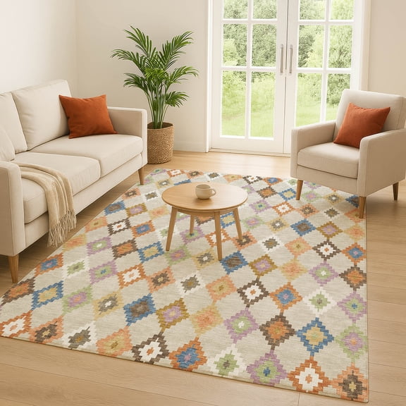 Addison Rugs Chantille Indoor/Outdoor Transitional Kids Beige Machine Washable Rectangle Rug, 10' x 14'