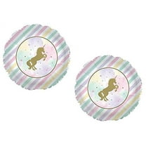 DalvayDelights Gold Unicorn Sparkle Shimmery Pastel Striped Stars (2) Foil Mylar Balloons