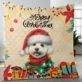 thumbnail image 4 of Merry Christmas Santa Bichon Frise Scarf Twinkling Lights Xmas Holiday Quilt Blanket Bichons Dog Lovers Gifts Idea Cozy Comforter Throw Blanket - 00022, 4 of 5