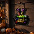 thumbnail image 7 of Halloween Wooden Door Wreath Sign, Happy Halloween Witch Feet Wall Decor with Black Cat & Spider for Front Door, Porch & Farmhouse Display, 7 of 7